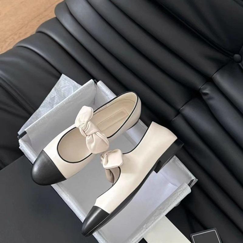 Moda Wiosna Nowe Buty na Niskim Obcasie Damskie Modne Okrągły Nosek Płytkie Wycięcie Kokarda Motylkowa Kolor Miękka Podeszwa Antypoślizgowe Pojedyncze Buty