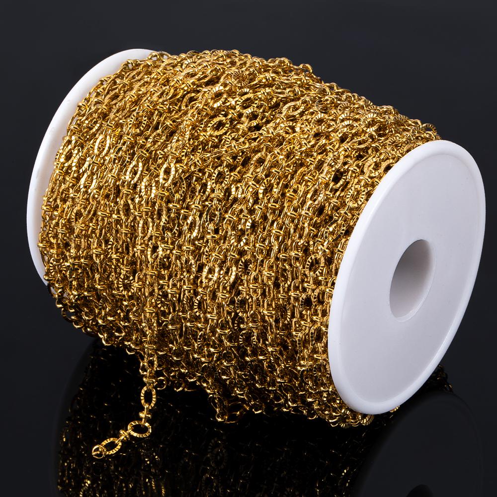 No Fade 2Meters Stainless Steel Radial Line Metal Beads Chain Embossing Bracelet Chain Bulk Jewelry Making DIY Necklace Supplies