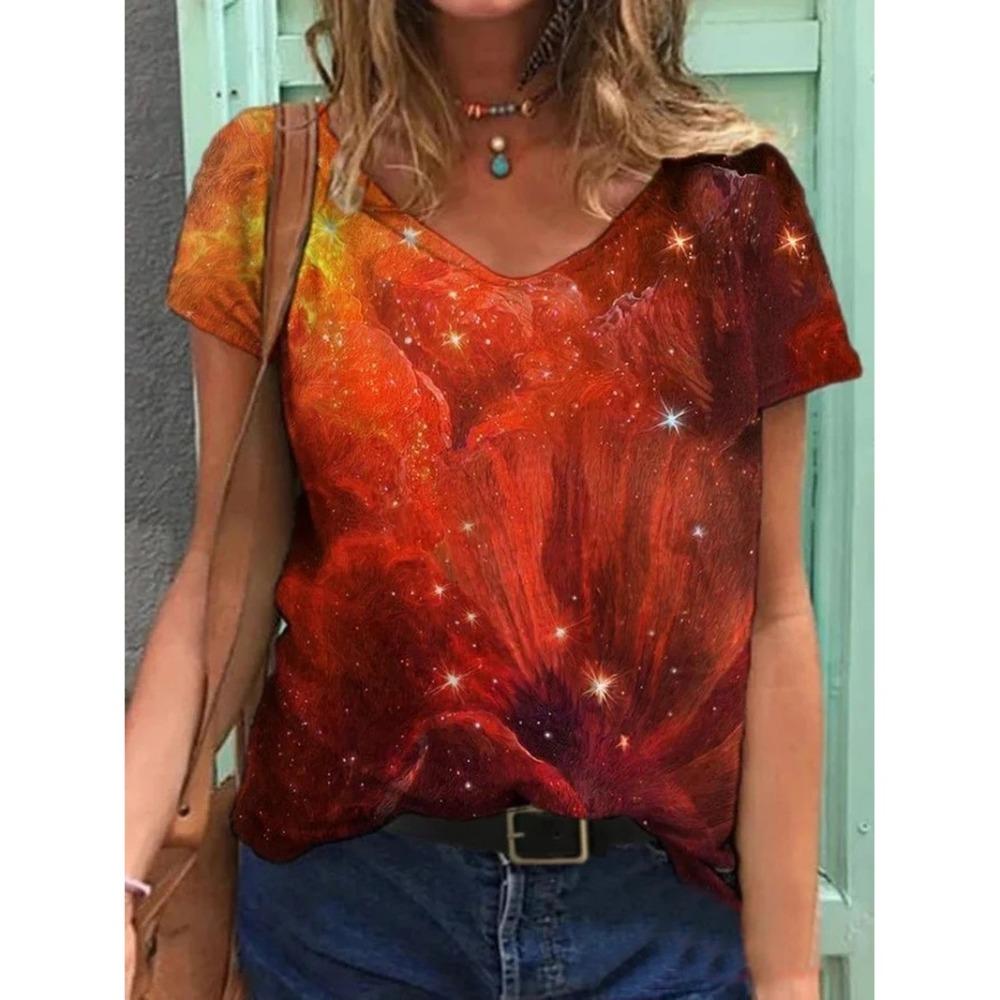 T-Shirts For Women 3d Gradient Print Top Tees Casual Street Femalewear