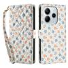 For Xiaomi Redmi Note 14 4G (163.25mm) Wallet Case Rhombic Floral Design Leather Flip Phone Cover with Strap