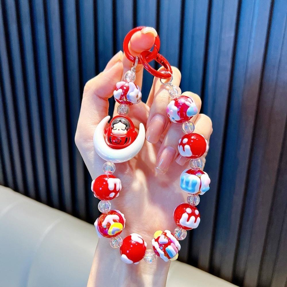 

Ремешок для мобильного телефона с бусинами, подвеска в виде луны, веревка для нового телефона красный