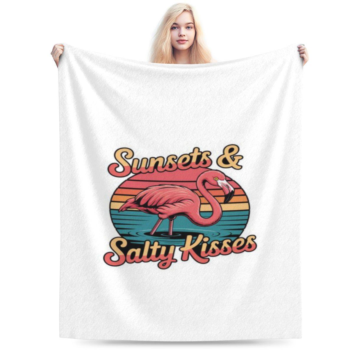 

Flamingo Sunsets And Salty Kisses Summer Vacation Holiday Personalized Warm Gift An UltraSoft Micro Fleece Blanket 75x100cm 30x40in