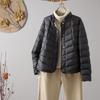 Women's 2025 Petite White Duck Down Short Winter Jacket - Lightweight, Stand Collar, Versatile, Warm.