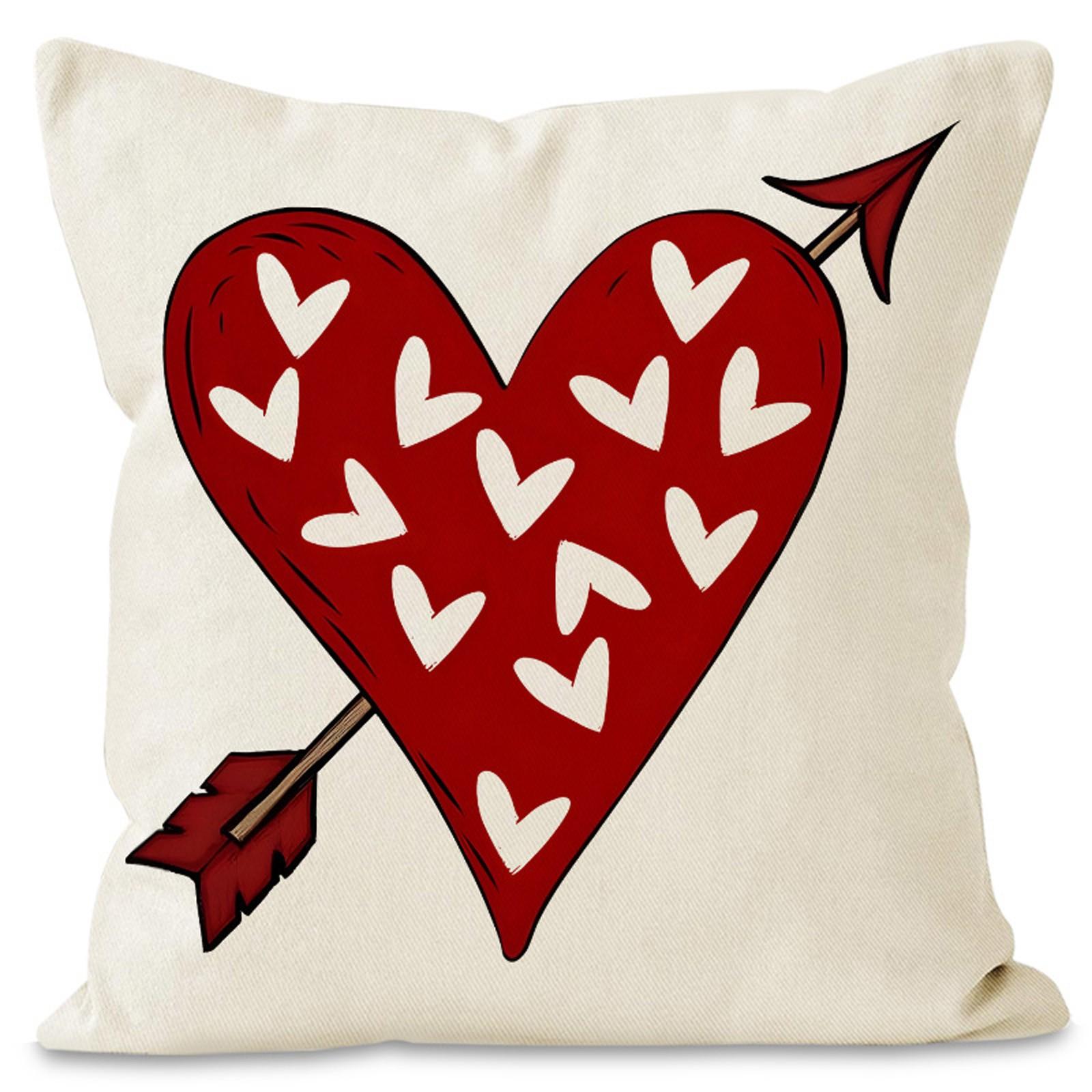 

Наволочка с изображением гнома ко Дню святого Валентина, льняная наволочка с принтом в виде сердца One Size бежевый