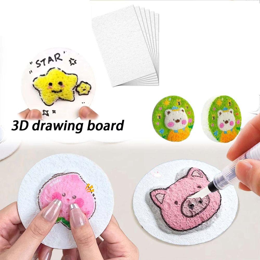 10Pcs Round Shape Drawing Sponge Paper Puffy Texture 3D Round Board Paper  Children Gift