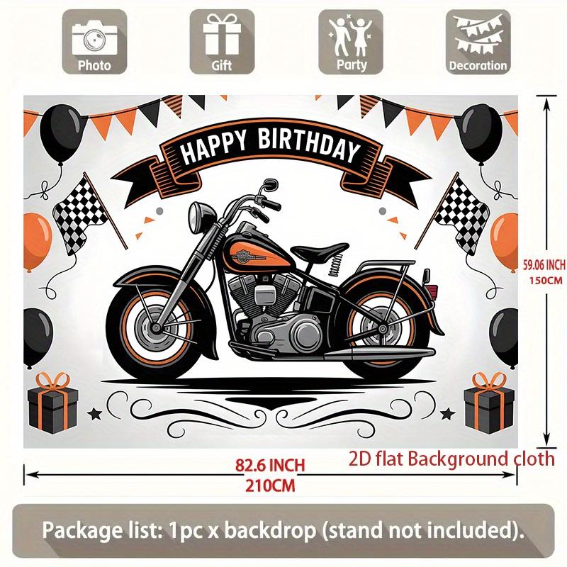 1pc Birthday Gift Box Motorcycle Hanging Banner Polyester