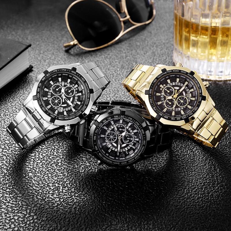 Fashion Mens Watches Luxury Steel Band Quartz Wristwatch for Man Calendar Male Clock Sports Business Watch Relojes Hombre