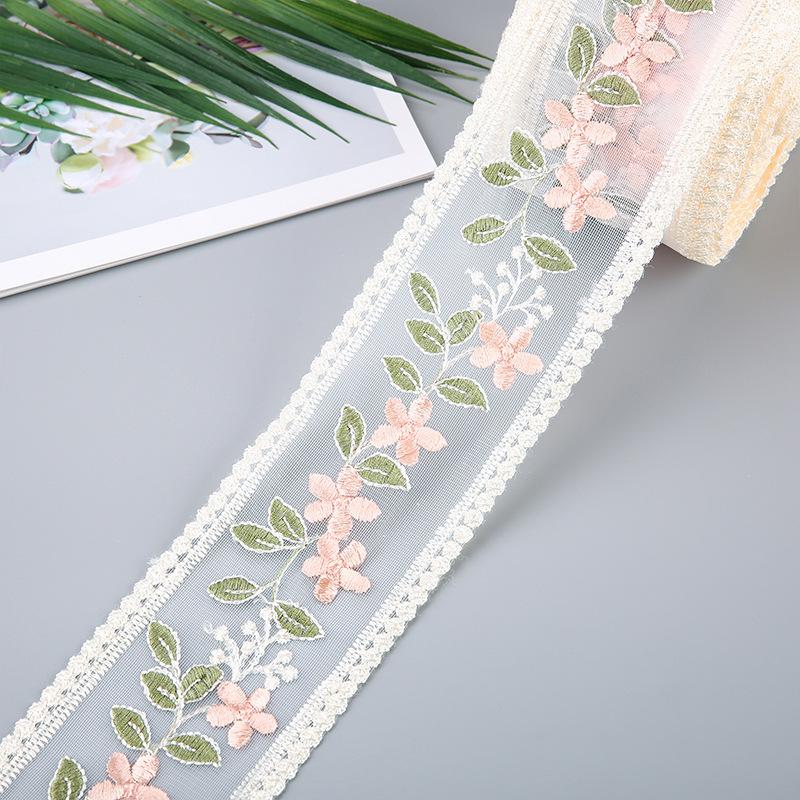 5 Yards Flower Embroidery Lace Ribbon For Bow Making Clothing Decor Sewing Fabric Craft Supplies Needlework Accessories