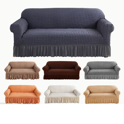 1PC Stretch Seersucker Skirt Sofa Cover Armchair Slip Cover 1-piece Sofa Cover With Skirt Stretchable, Easy To Fit Into Universal Furniture Cover