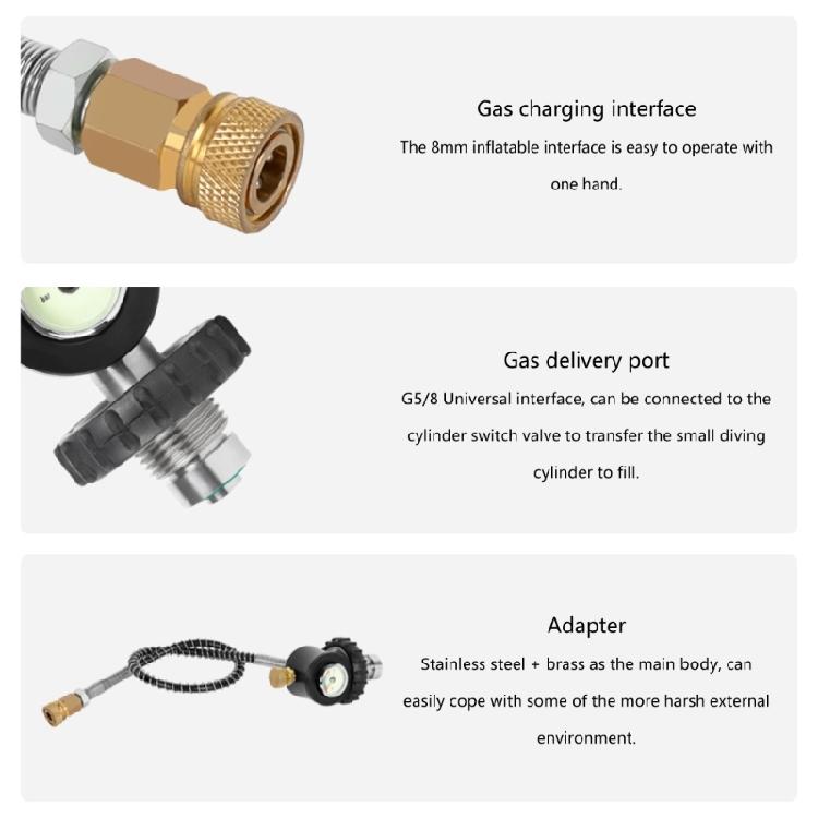 5/8inch Station Cylinder Refill Adapter DIN Fill Station Scubas Cylinder Regulator Big Gas Cylinder To Small Cylinder