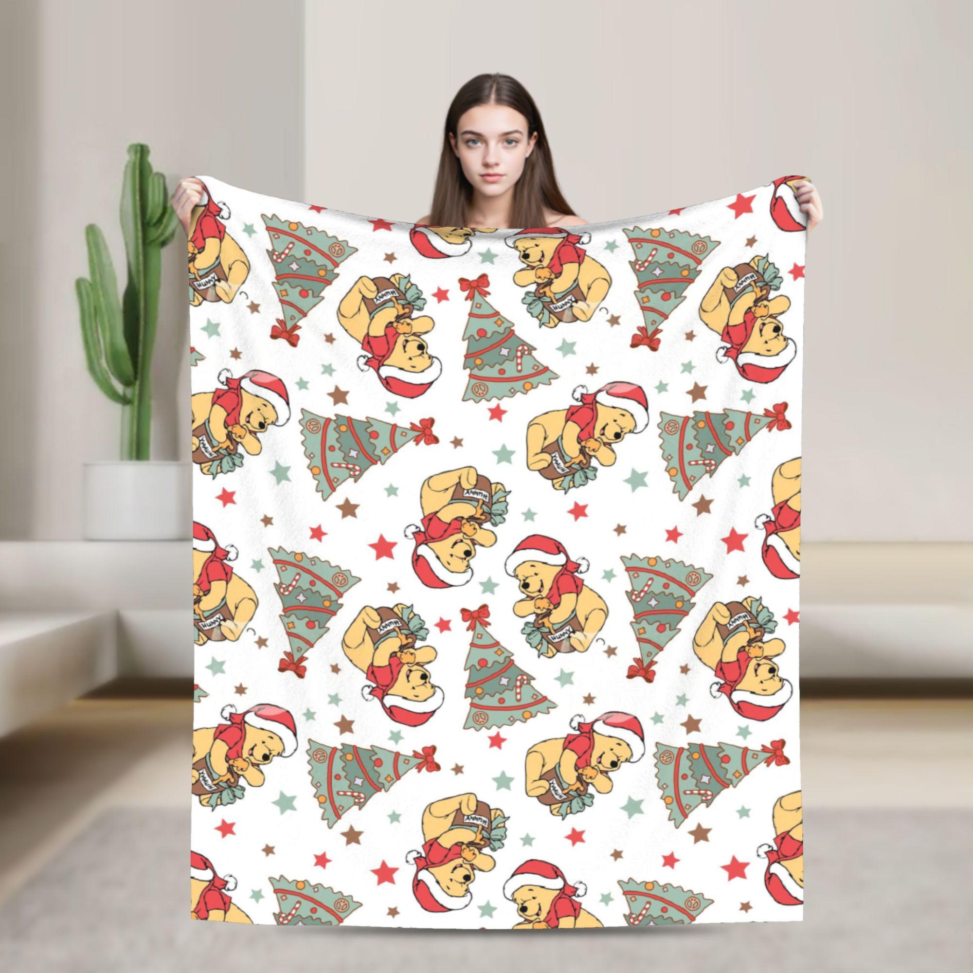 

Winnie the Pooh Christmas Printed Blanket For Men Women Ultra Soft Throw Blankets for Sofa 50x60 Inches Multiple Sizes 50x60in