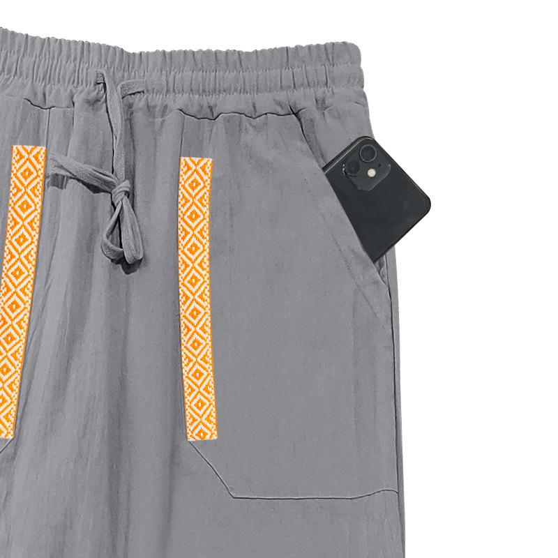 Four seasons men's linen breathable bohemian style loose wide-leg hip-hop casual sports trousers men