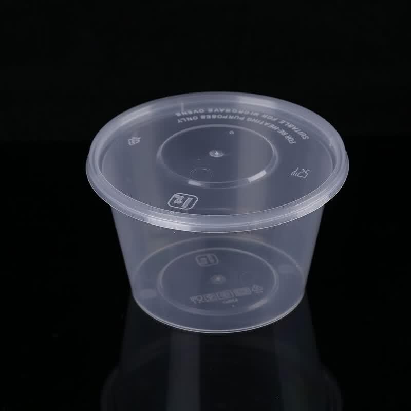 Disposable Plastic Round Food Container with Lid 500ml