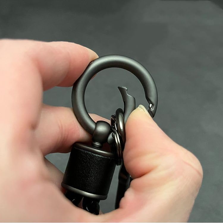 [Rockyu] Keychain for Men and Women Genuine Leather Braided Leather