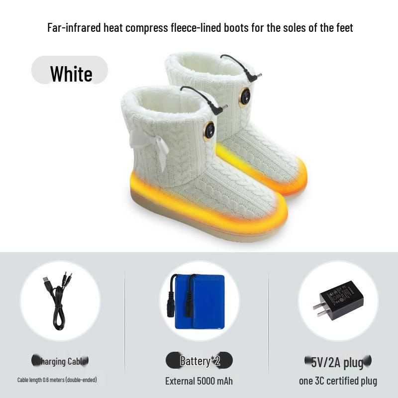 

Rechargeable Women s Electric Heated Snow Boots with Carbon Fiber Far-Infrared Heating 39-40 білий