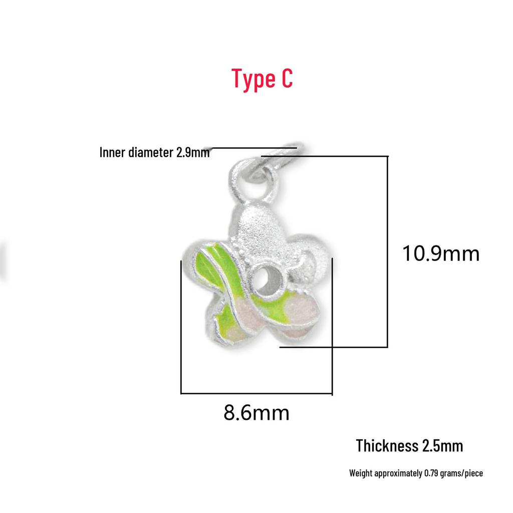 Sterling Silver S999 Colorful Flower Resin Pendant for DIY Jewelry – Necklace, Bracelet, Beading, and Braided Rope Accessories.