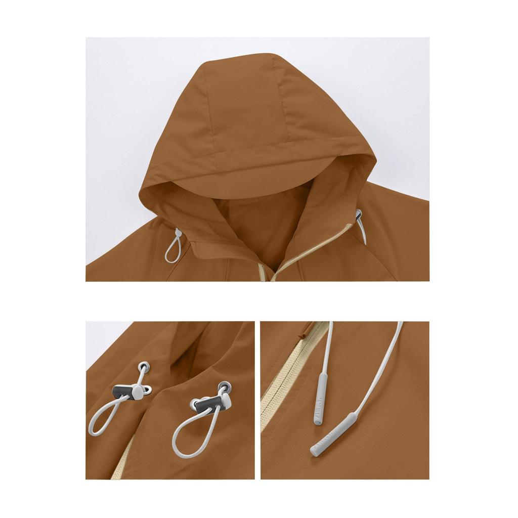 Men's Hooded Windbreaker Jacket Lightweight Windproof Versatile Outerwear for Spring and Fall