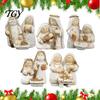 Winter Holiday Window Decorations Mini Resin Nativity Figurine for Christmas Desktop Decor, Holy Family Manger Ornaments Scene Ornaments, Compact