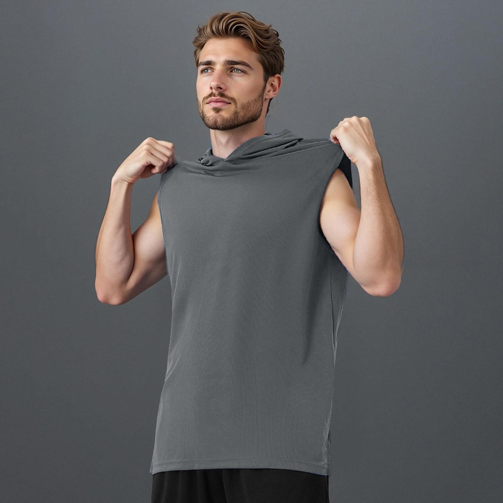 

Мужская майка, плотный жилет с капюшоном, повседневная футболка без рукавов XXXL