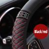 Summer Winter Car Steering Covers 37-38cm Steering Wheels PU Leather Embroidered Inlaid Rhinestones Elastic Steering Wheel Cover