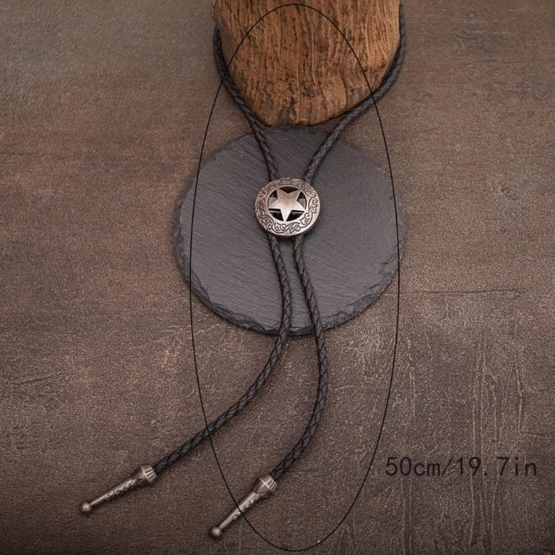 6Pieces Southwestern Styles Men's Bolo Tie with Cow Skull Star Pendant for Casual or Formal Wear Leather Cord Necktie