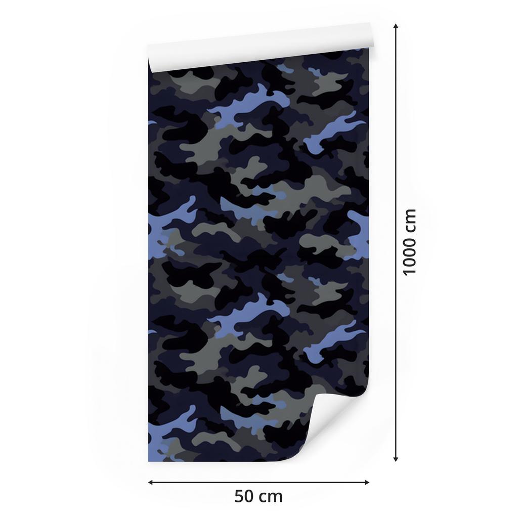 Navy and black military camouflage wallpaper for living room and bedroom 50x1000