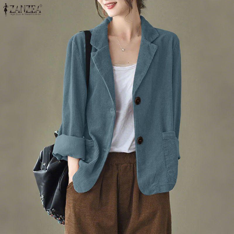ZANZEA Women Casual Turn Down Collar Long Sleeve Thin Cardigan Tops