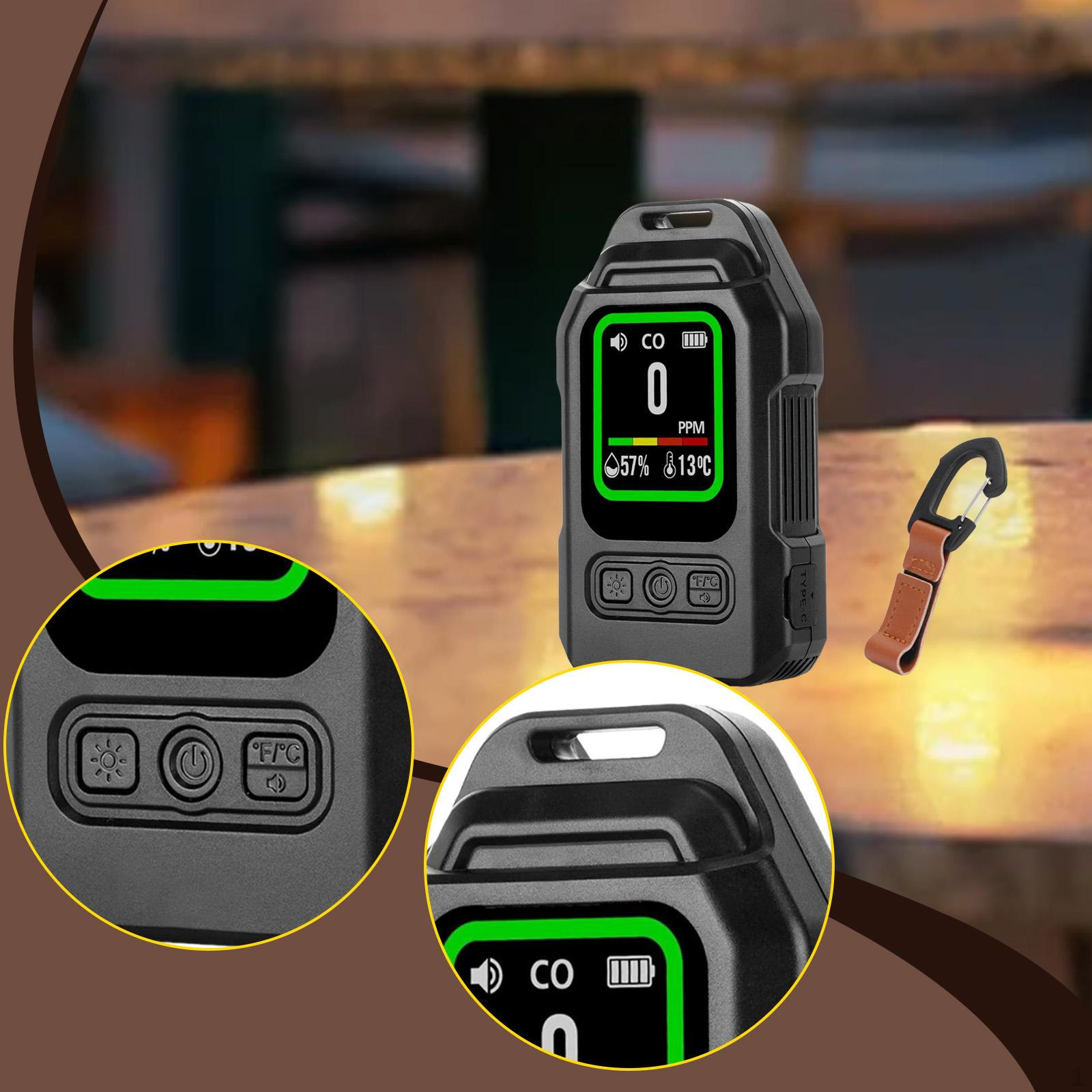 

Carbon Monoxide Detector Easy Read Portable CO for Travel Tent Home