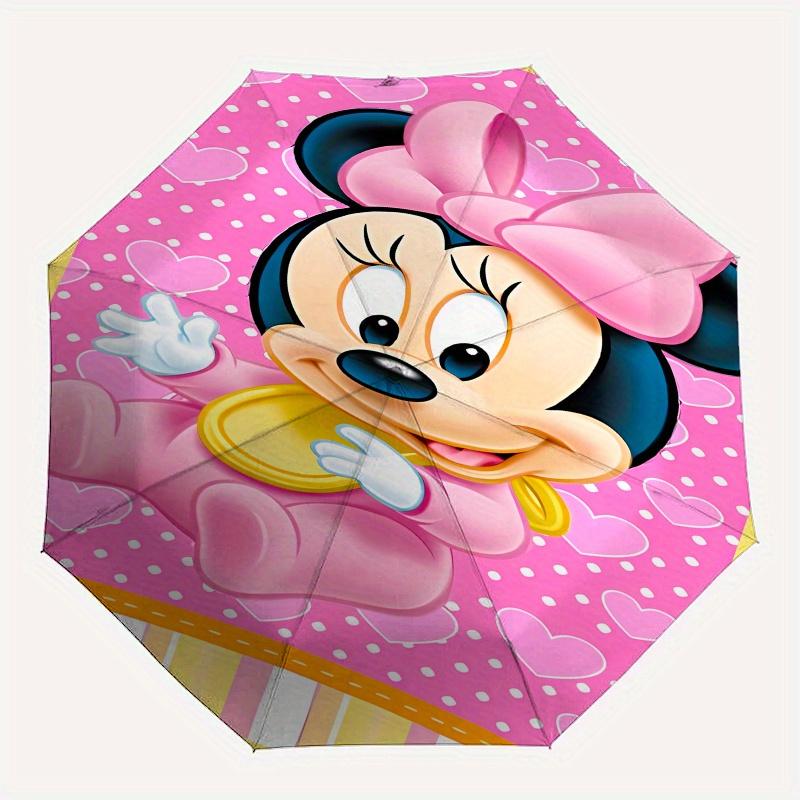 Disney Minnie Mouse Manual Opening and Closing Umbrella - 8-Rib Reinforced Folding Design, Lightweight