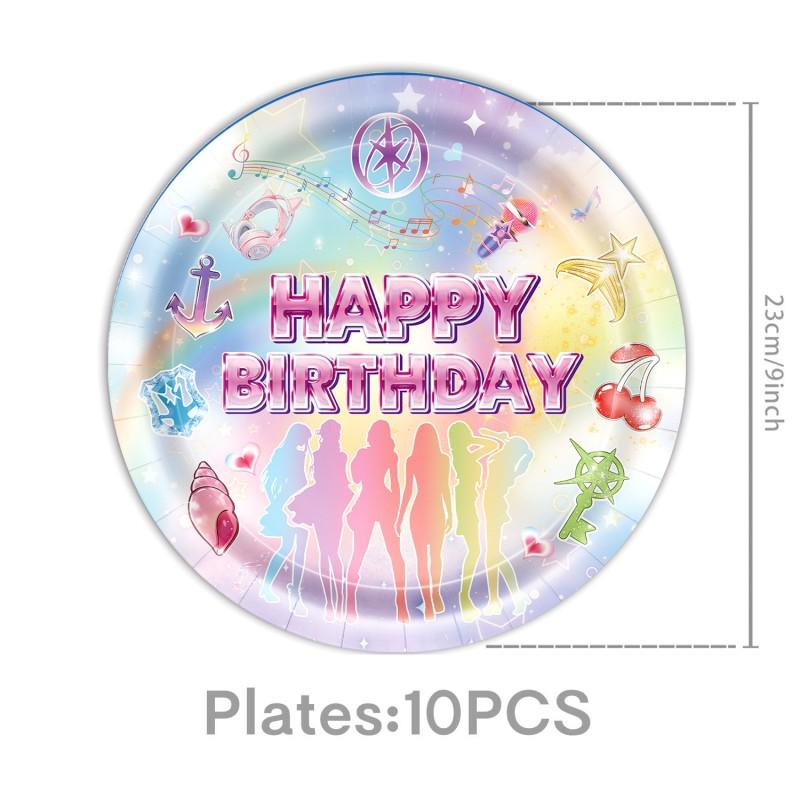Kpop Girls Theme Party Decoration Birthday Party Banner Balloons Accessories Idol Girls Group Cake Plate Paper Cups Tableware