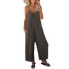 European & American Women's Solid Color Pocket Suspender Jumpsuit