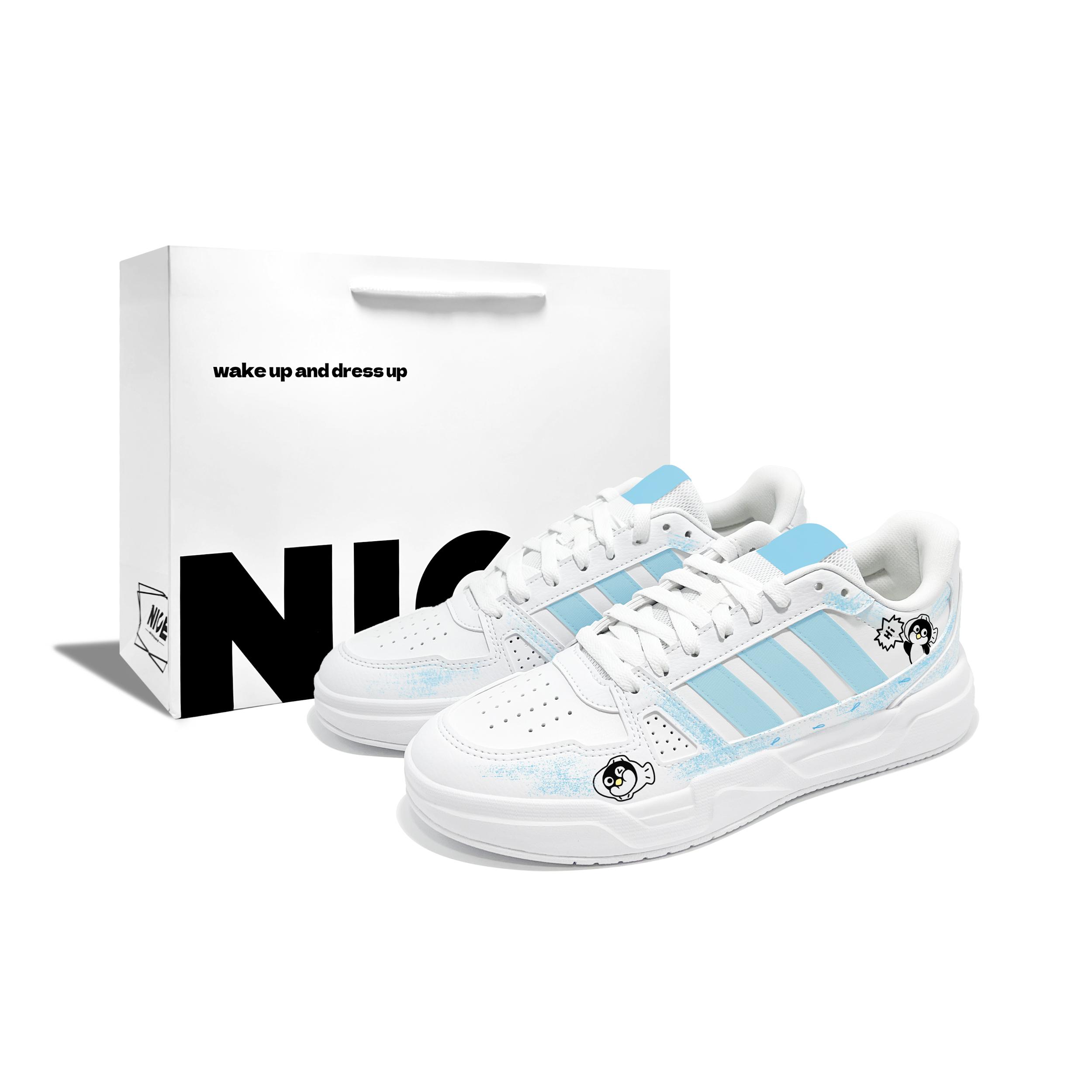 

Adidas LITE BALLER Little Penguin R Pu Low top Skateboard Shoes Unisex White Blue JS4358(Team1879--BOX) 44