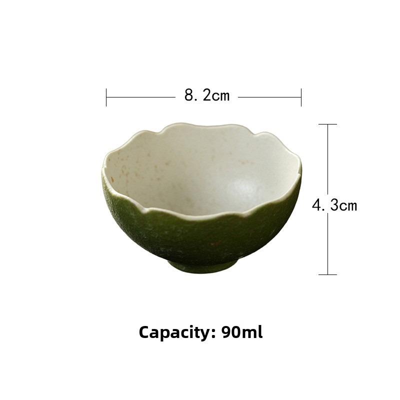 Retro small green orange ceramic teacup Kung Fu tea set tea cup flower mouth teacup single cup hat cup incense cup