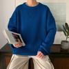 Men Sweater Solid Color Round Neck Long Sleeves Anti-shrink Stretchy Knit Loose Pullover Elastic Autumn Sweater Men Clothes