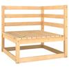 Ecksofa für den Außenbereich mit Kissen, Gartenstuhl und Hocker aus massivem Kiefernholz