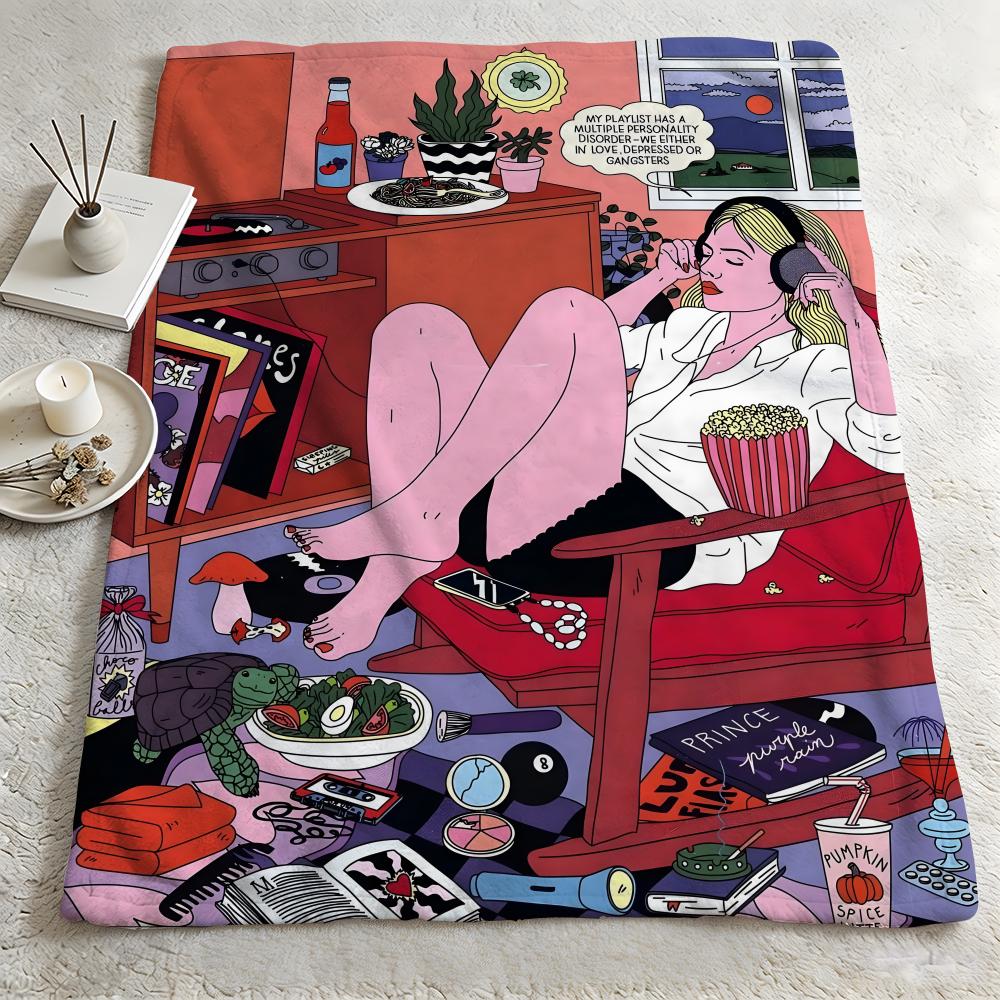artist CCosmo Danchin Hamardd Throw Warm Soft Flannel Blanket Multiuse for Sofa Bed Camping Travel Nap