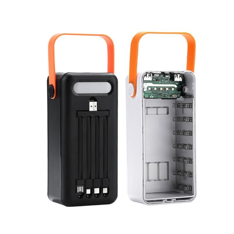 DIY 28x 18650 PD QC4.0 3.0 22.5W Battery Storage Box Super Fast Charging Power Bank Case 18650 Holder with Camping light Line