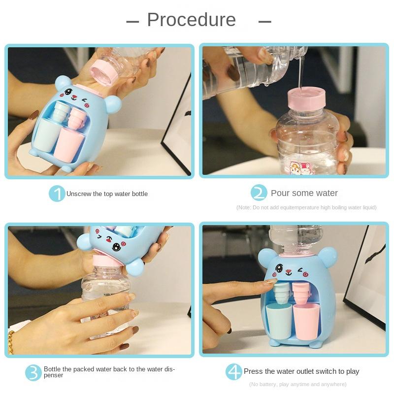 Children'S Dual Mini Water Dispenser Toy With Cute Cup Kids Gift Water Juice Milk Drinking Simulation Cartoon Pig Kitchen Toy