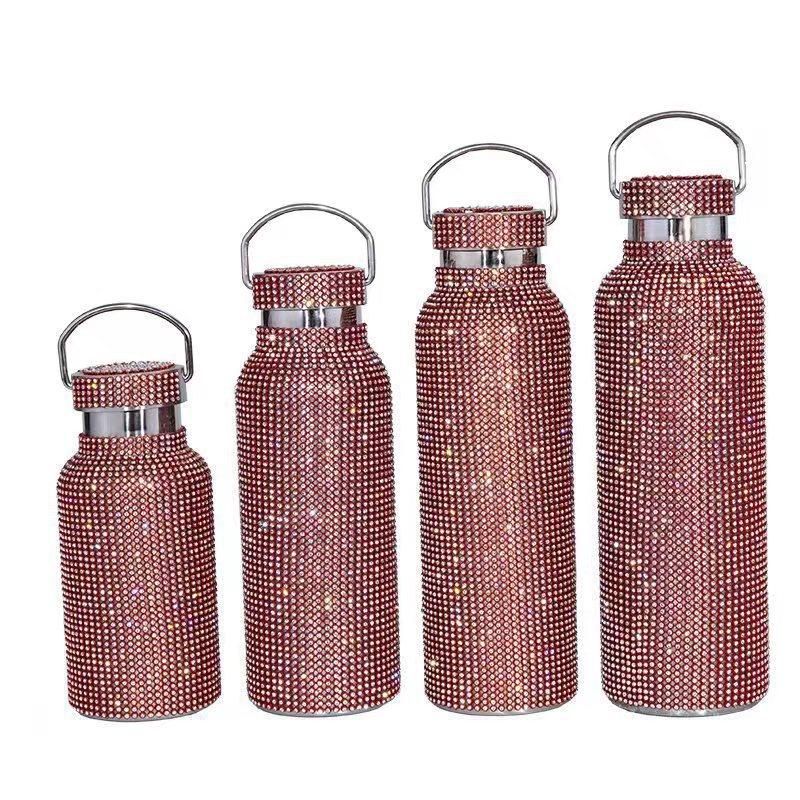 Diamond Cup Double Stainless Steel Thermos Cup With Chain Diamond Water Cup Fashion Gift