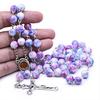 Bunte Perlen Kreuz Rosenkranz Halsketten Perlen Männer Beten Meditation Geschenk Zubehör