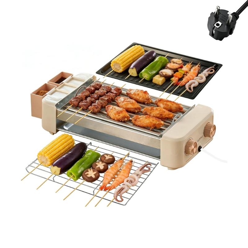 

Compacts Portable Electric Grills With not stick Grates For Cooking 9 Hot Dogs Vegetables Steak Adjustable Heat Dishwasher Safe Family Parties. 1