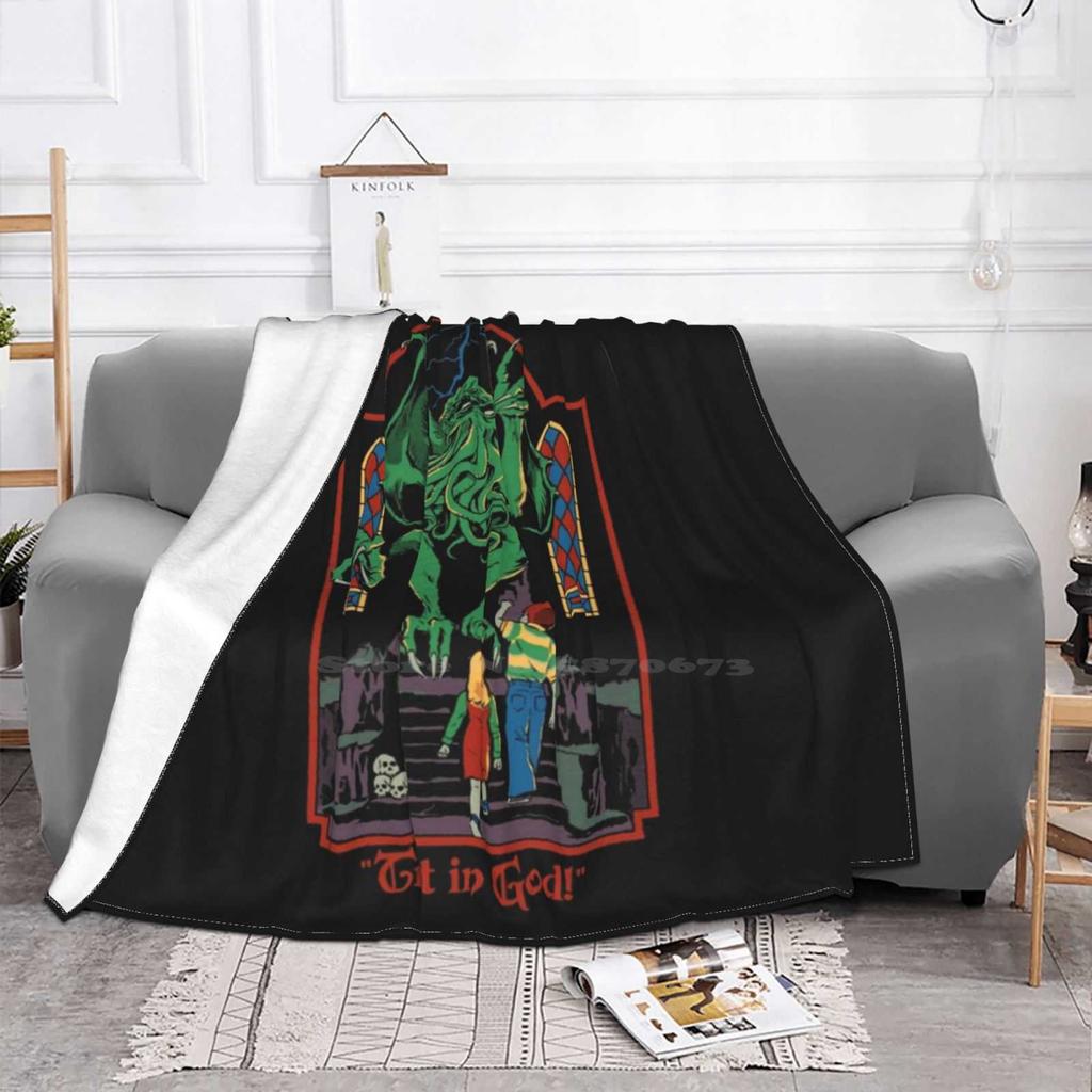 Trust In God Four Seasons Comfortable Warm Soft Blanket Retro Vintage Horror Cthulhu Lovecraft Religion Nostalgia Gods Ancient