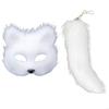 652F Therian Mask And Tail For Women Girls Fuzzy Cats Foxes Wolf Mask Tail Keychain Cosplays Halloween Costume