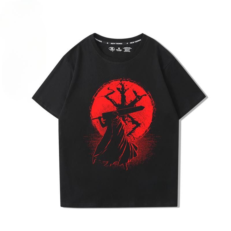 Berserk Anime Hübscher Druck 100% Baumwoll-T-Shirt Sommer Herren Lässig Bequem Atmungsaktiv Streetwear