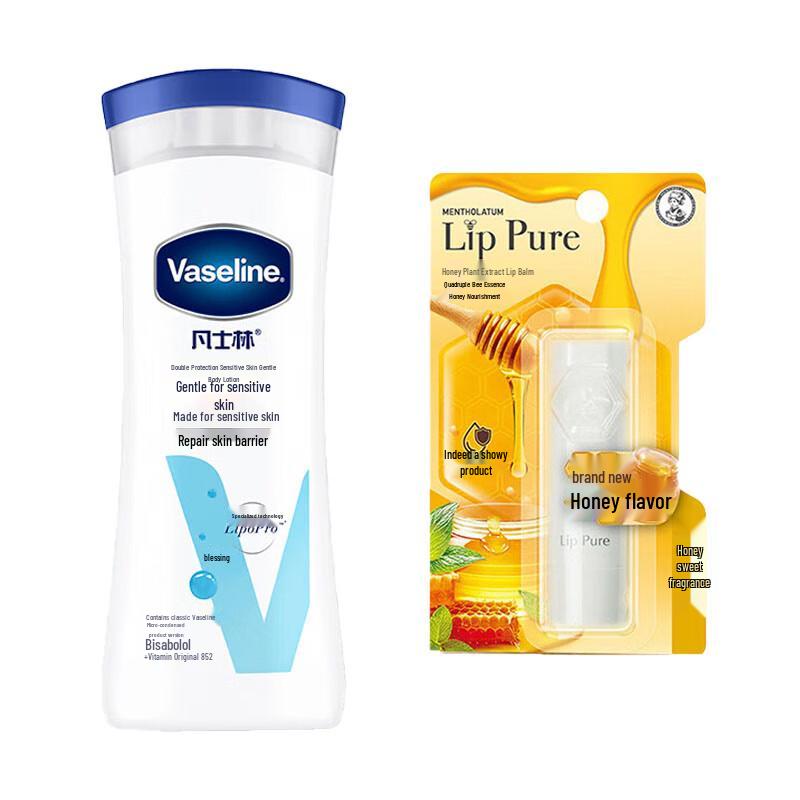 Набор: Лосьон для тела Vaseline и бальзам для губ Mentholatum
