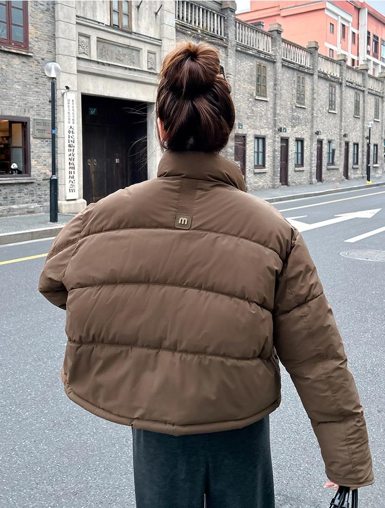 Women’s Short Stand Collar Windproof Thicken Warm Winter Jacket With M