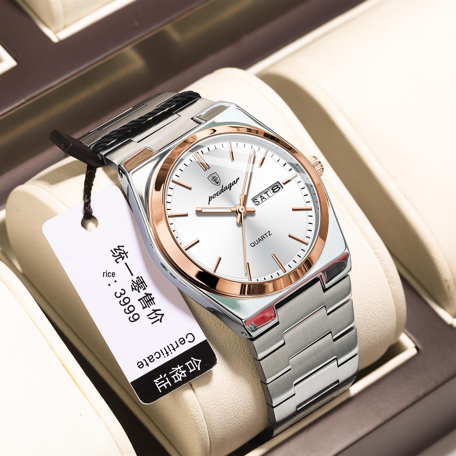 POEDAGAR Ultra-Thin Quartz Men s Waterproof Watch with Dual Calendar - Stylish Bestseller