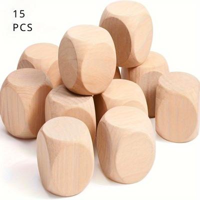 15-teiliges Set aus Holzwürfelperlen, hochwertiges Hartholz, glatte Oberfläche, abgerundetes Eckendesign für Heimwerkerarbeiten, Schmuckherstellung und dekorative Accessoires.