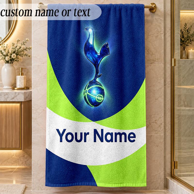 Beach TowelTottenham Hotspur FC Custom Name Text Personalized Soft Towel for Beach Pool Indoor Home Decor Gift