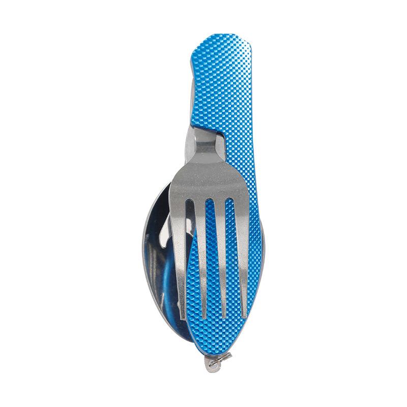 1Pc Portable Utensil Set Multifunction 4 in 1 Outdoor Tableware Camping Stainless Steel Folding Pocket Kits